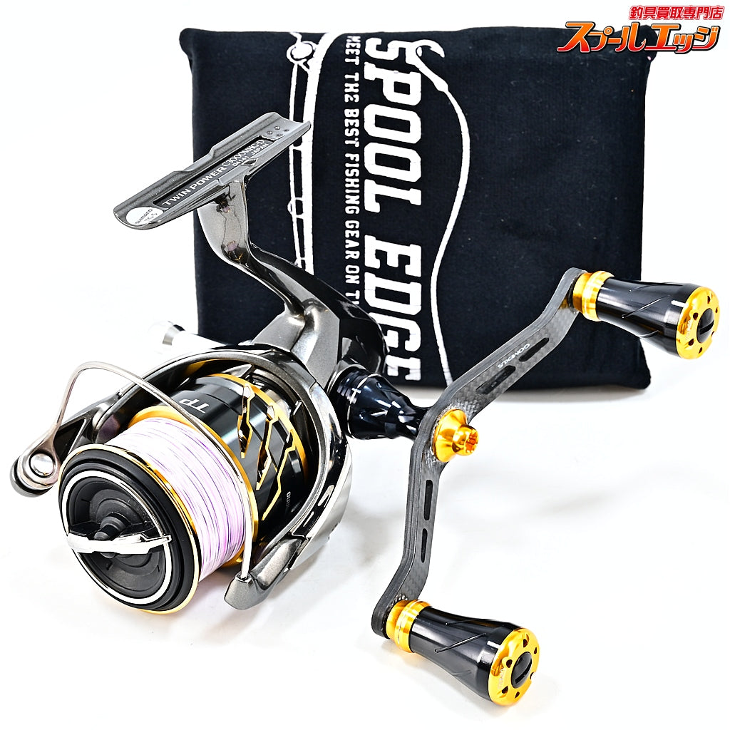 【シマノ】 20ツインパワー C3000MHG ゴメクサス100mmカーボンハンドル&リールスタンド装着 SHIMANO TWIN POWER