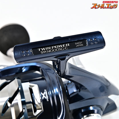 【シマノ】 21ツインパワー SW14000XG ゴメクサス41mmカスタムハンドルノブ装着 リールケース付 SHIMANO TWIN POWER