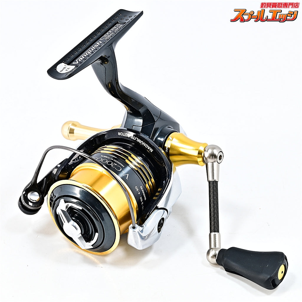 【シマノ】 12ヴァンキッシュ C2000HGS ZPIファンネルカーボンハンドル 50mm&ドライブ シリコンフィットノブ&夢屋 V-C2000SSスプール&夢屋アルミリールスタンドゴールド装着 SHIMANO Vanquish