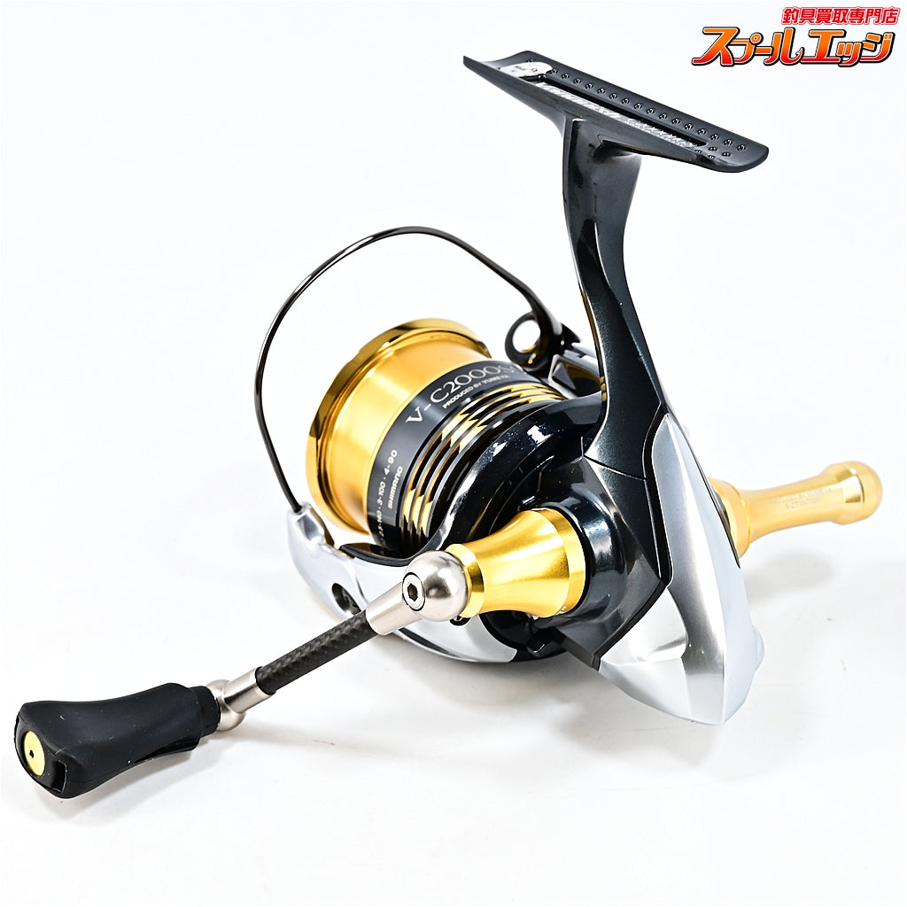 【シマノ】 12ヴァンキッシュ C2000HGS ZPIファンネルカーボンハンドル 50mm&ドライブ シリコンフィットノブ&夢屋 V-C2000SSスプール&夢屋アルミリールスタンドゴールド装着 SHIMANO Vanquish