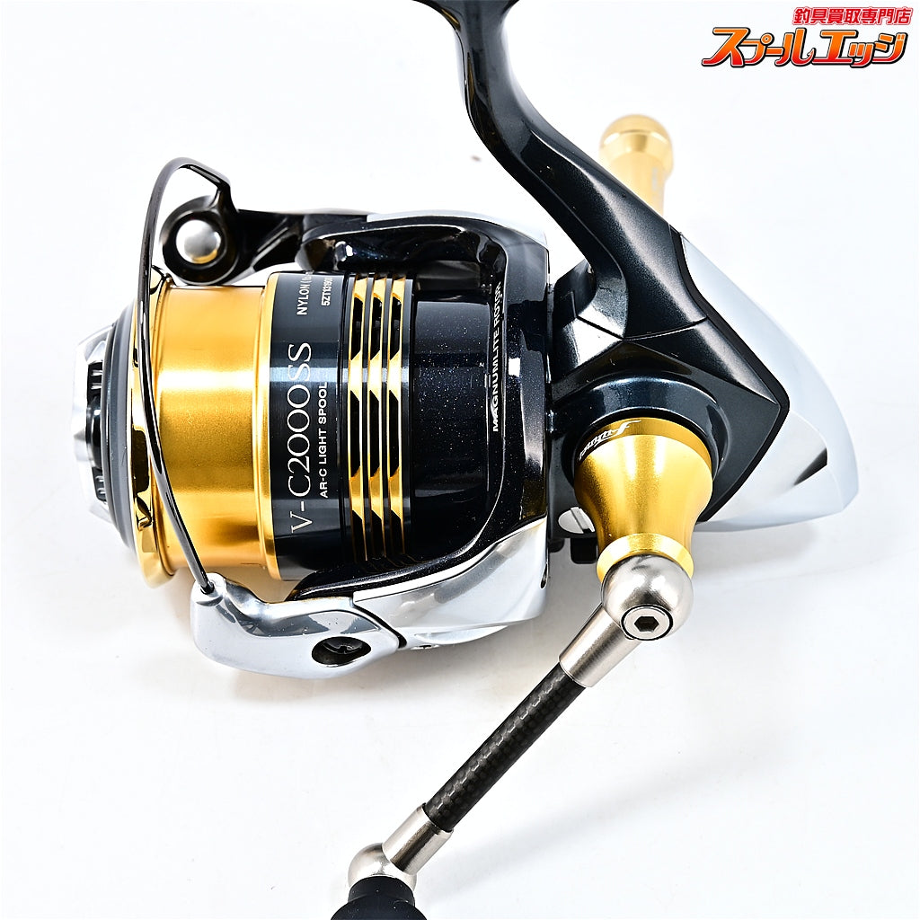 【シマノ】 12ヴァンキッシュ C2000HGS ZPIファンネルカーボンハンドル 50mm&ドライブ シリコンフィットノブ&夢屋 V-C2000SSスプール&夢屋アルミリールスタンドゴールド装着 SHIMANO Vanquish