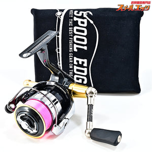【シマノ】 12ヴァンキッシュ C2000S ZPIカーボンハンドル 45mm&キャップインフラットノブSプレミアム&夢屋アルミリールスタンドゴールド装着 SHIMANO Vanquish