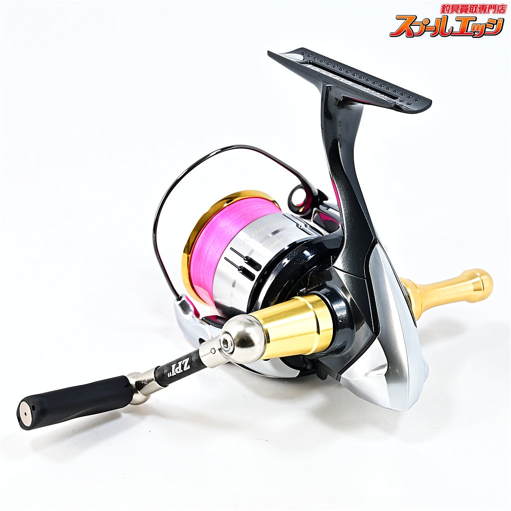 【シマノ】 12ヴァンキッシュ C2000S ZPIカーボンハンドル 45mm&キャップインフラットノブSプレミアム&夢屋アルミリールスタンドゴールド装着 SHIMANO Vanquish