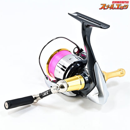 【シマノ】 12ヴァンキッシュ C2000S ZPIカーボンハンドル 45mm&キャップインフラットノブSプレミアム&夢屋アルミリールスタンドゴールド装着 SHIMANO Vanquish