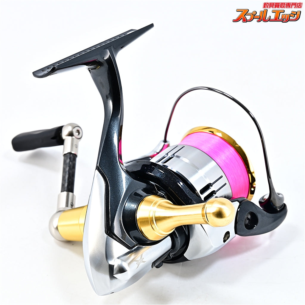 【シマノ】 12ヴァンキッシュ C2000S ZPIカーボンハンドル 45mm&キャップインフラットノブSプレミアム&夢屋アルミリールスタンドゴールド装着 SHIMANO Vanquish