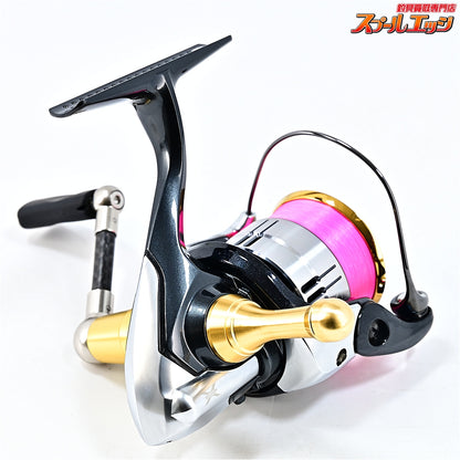 【シマノ】 12ヴァンキッシュ C2000S ZPIカーボンハンドル 45mm&キャップインフラットノブSプレミアム&夢屋アルミリールスタンドゴールド装着 SHIMANO Vanquish