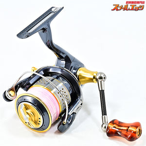 【シマノ】 10ステラ C2000HGS ZPIファンネルカーボンハンドル45mm&IOS アクリスタノブ ブラウン&ドライブ Iアーム ショートタイプ ゴールド装着 SHIMANO STELLA