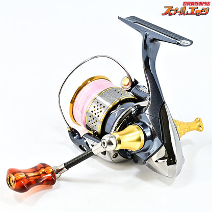 【シマノ】 10ステラ C2000HGS ZPIファンネルカーボンハンドル45mm&IOS アクリスタノブ ブラウン&ドライブ Iアーム ショートタイプ ゴールド装着 SHIMANO STELLA