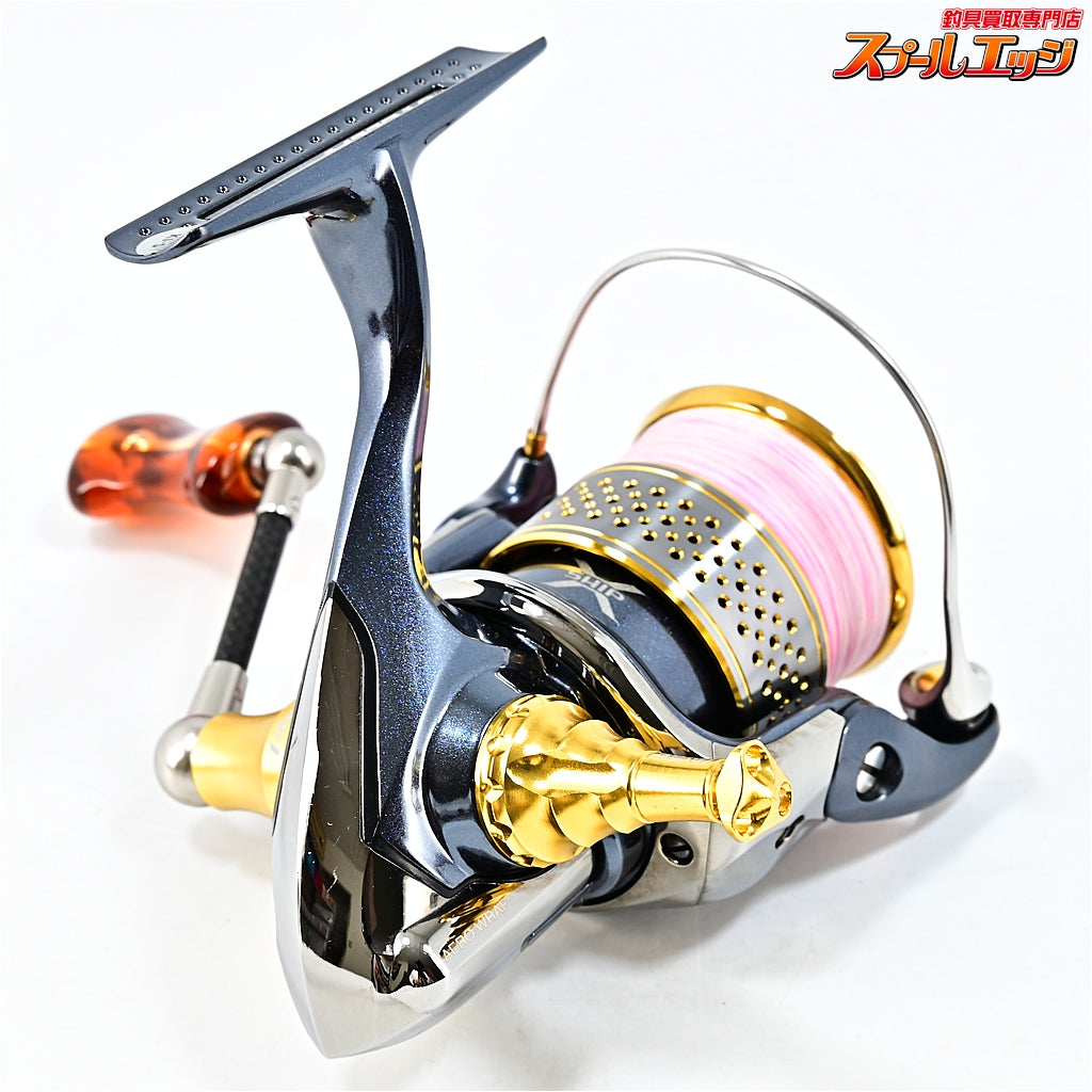 【シマノ】 10ステラ C2000HGS ZPIファンネルカーボンハンドル45mm&IOS アクリスタノブ ブラウン&ドライブ Iアーム ショートタイプ ゴールド装着 SHIMANO STELLA