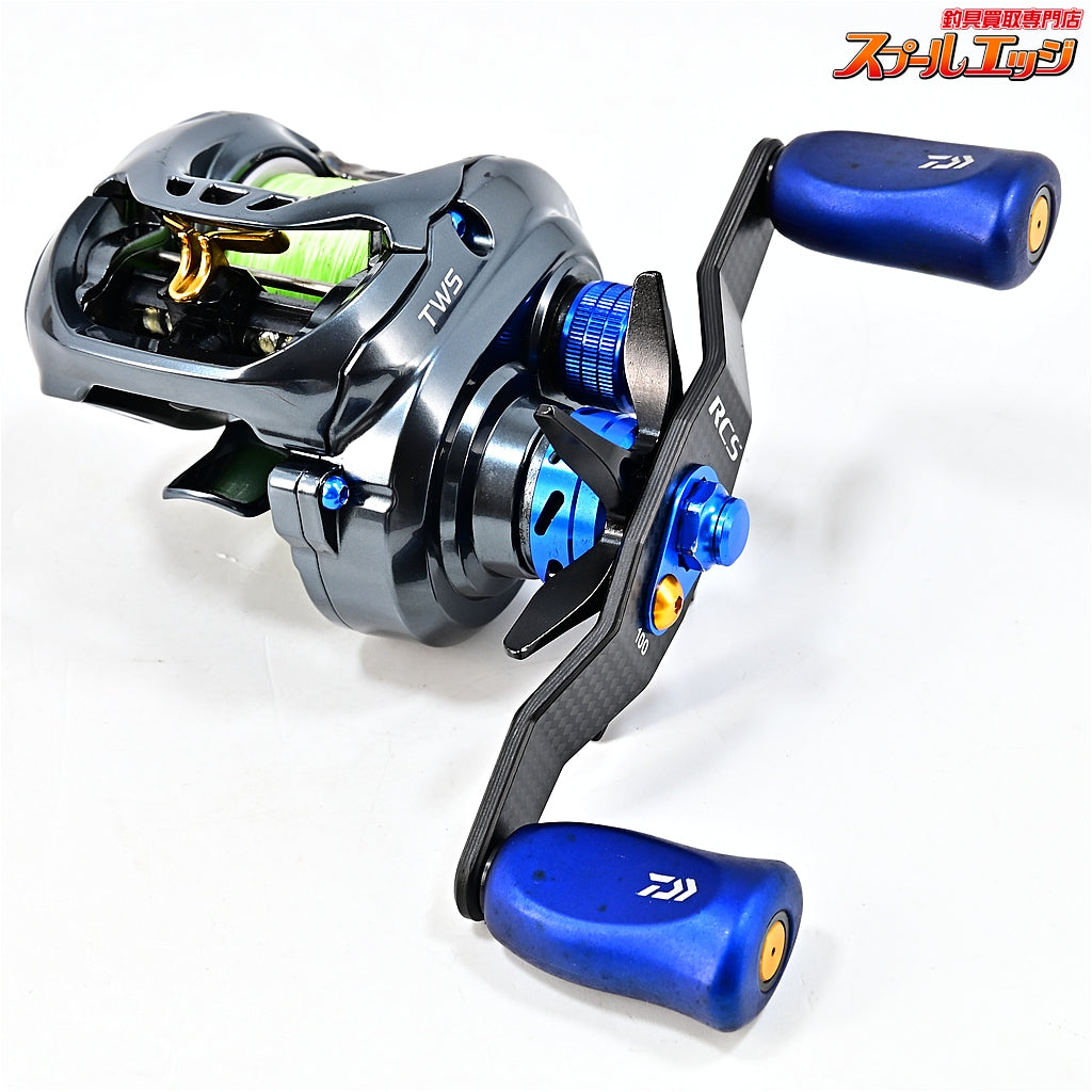 【ダイワ】 17タトゥーラ SV TW 8.1L SLW RCSカスタムカーボンハンドル100mm& Iシェイプコルクノブブルー&カスタムメカニカルブレーキキャップ&リテーナー&カラーパーツブルー装着 DAIWA TATULA