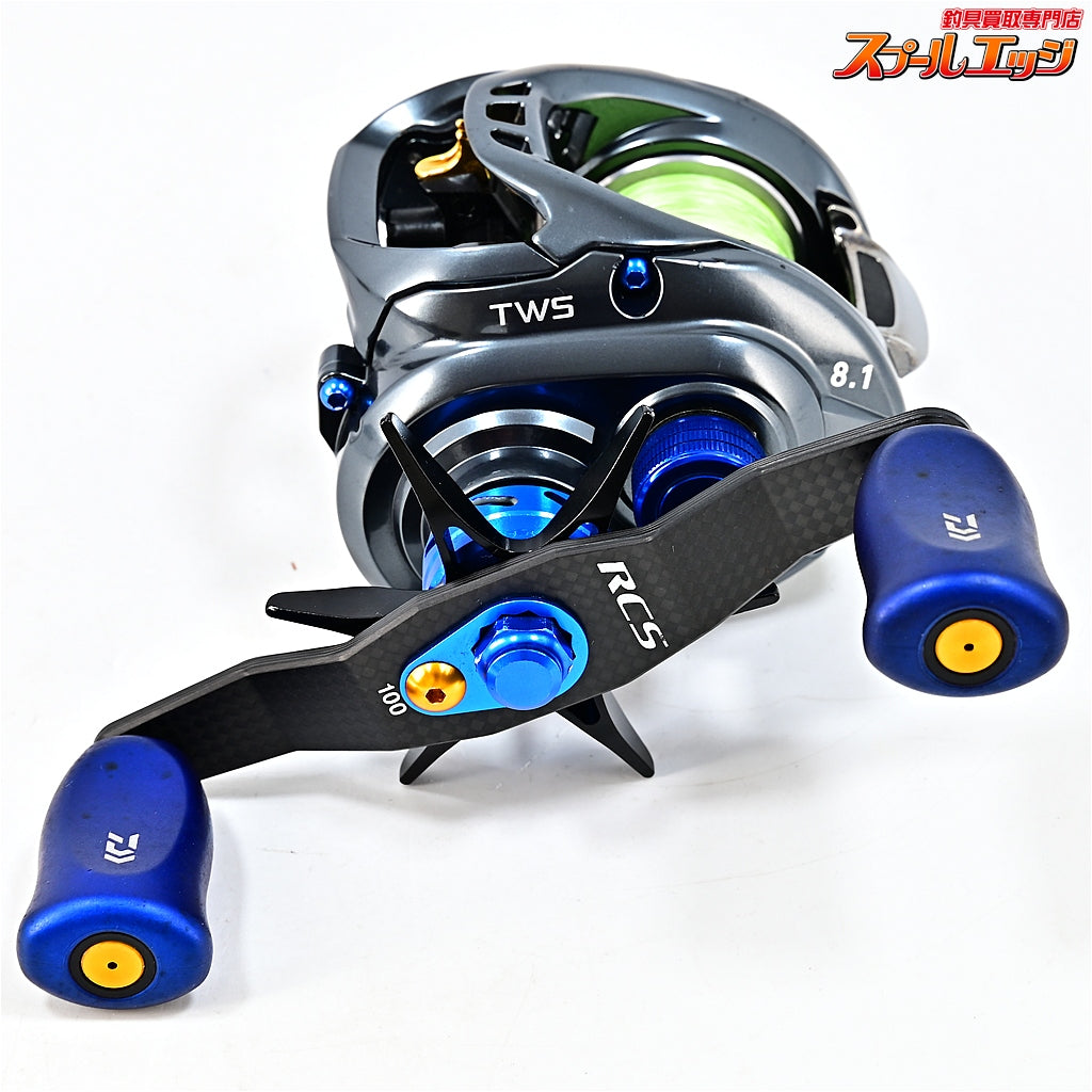 【ダイワ】 17タトゥーラ SV TW 8.1L SLW RCSカスタムカーボンハンドル100mm& Iシェイプコルクノブブルー&カスタムメカニカルブレーキキャップ&リテーナー&カラーパーツブルー装着 DAIWA TATULA