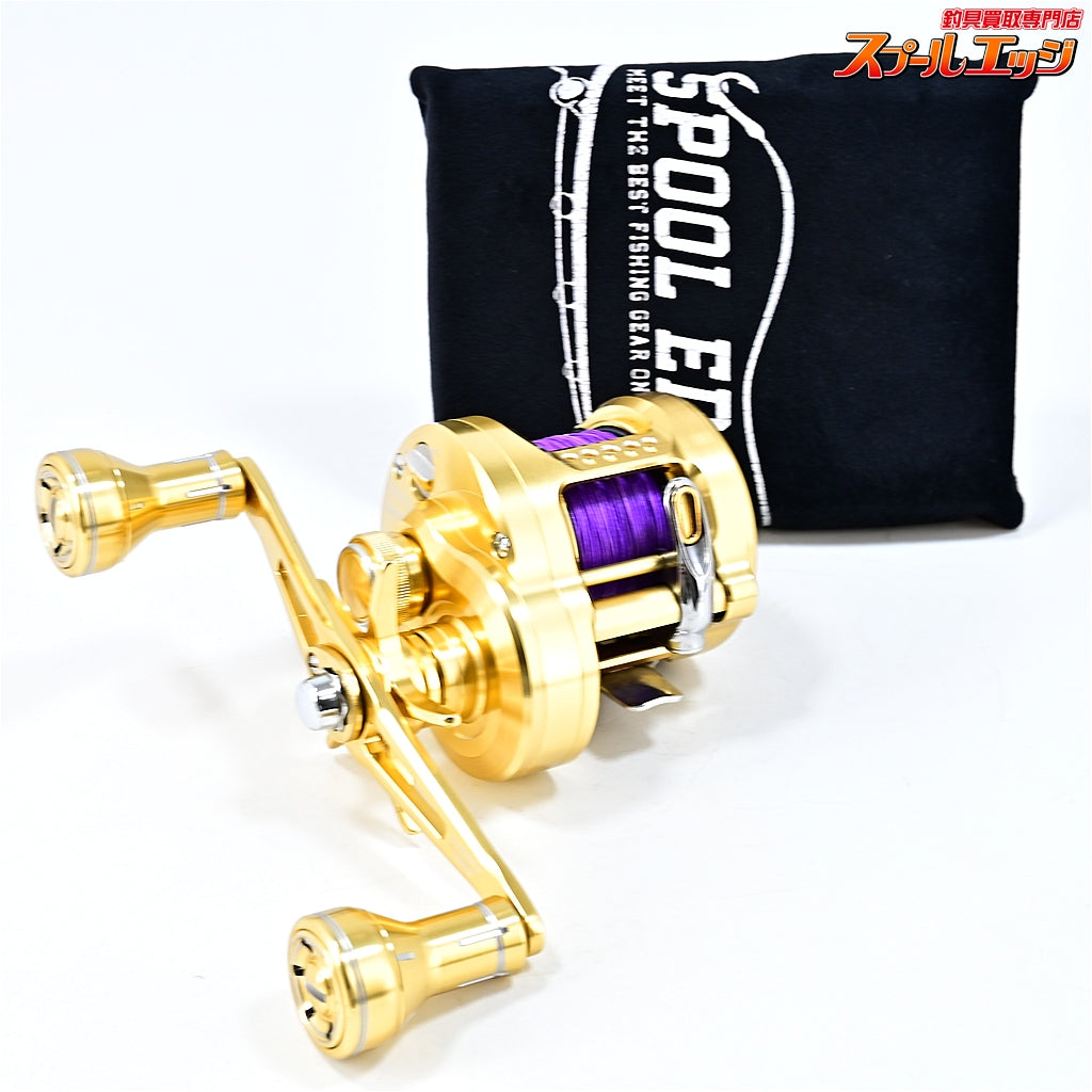【シマノ】 23カルカッタコンクエスト MD 300XG 25夢屋ダブルハンドルアルミノブ60mmゴールド装着 SHIMANO CALCUTTA CONQUEST