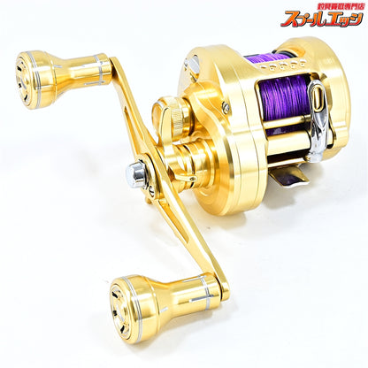 【シマノ】 23カルカッタコンクエスト MD 300XG 25夢屋ダブルハンドルアルミノブ60mmゴールド装着 SHIMANO CALCUTTA CONQUEST