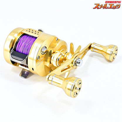 【シマノ】 23カルカッタコンクエスト MD 300XG 25夢屋ダブルハンドルアルミノブ60mmゴールド装着 SHIMANO CALCUTTA CONQUEST
