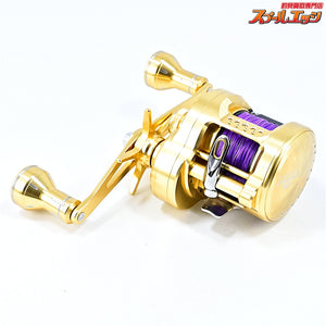【シマノ】 23カルカッタコンクエスト MD 300XG 25夢屋ダブルハンドルアルミノブ60mmゴールド装着 SHIMANO CALCUTTA CONQUEST