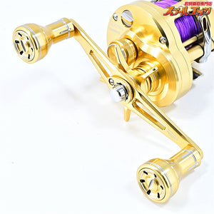 【シマノ】 23カルカッタコンクエスト MD 300XG 25夢屋ダブルハンドルアルミノブ60mmゴールド装着 SHIMANO CALCUTTA CONQUEST