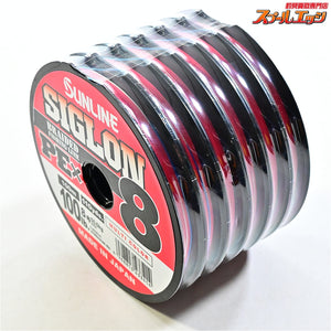 【サンライン】 シグロン PEx8 #8-100m マルチカラー 6連巻き 8号 100lb 110yds SUNLINE SIGLON PEライン K_060
