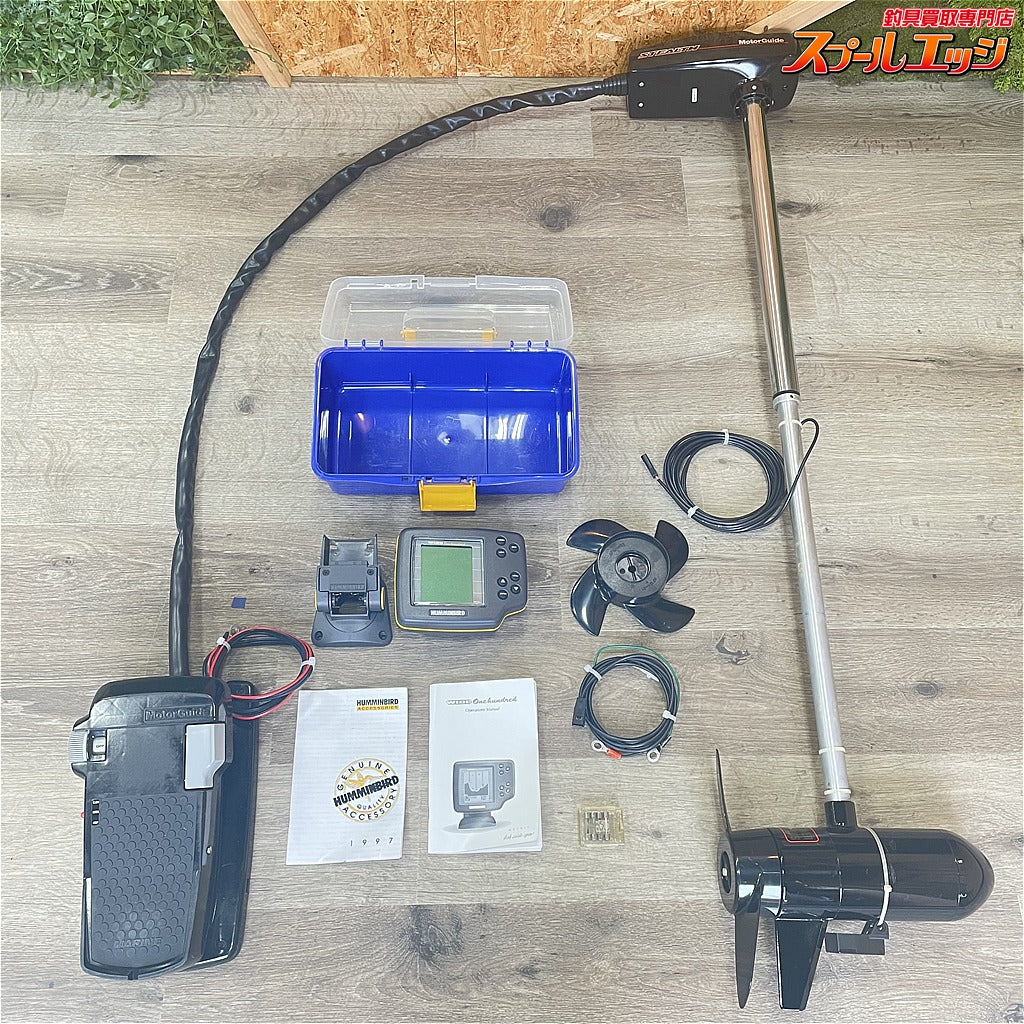 店頭受取のみ【モーターガイド】 ステルス 300 37lbs 12V シャフト長36インチ シャフト径34mm フットコンエレキ ハミンバードワイド100魚探/振動子&ペラ付 Motor guide K_300