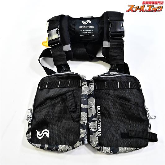 【ブルーストームx村上晴彦】 共同開発ゲームベスト 膨脹式救命浮輪 水感知機能付き ブラックカモ BSJ-LR02 2017年4月製造分 桜マーク有 ライフジャケット フローティングベスト Bluestorm K_100