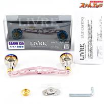 【リブレxスクイッドマニア】 マッドクロウ クランク 120 ピンク EF30ノブ ファイヤー/ゴールド装着 シマノ左用センターナット付 LIVRExSQUIDMANIA MAD CROW CRANK K_060