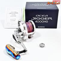 【シマノ】 20オシアジガー 4000HG リブレ中空チタンハンドルノブTB-1ファイヤーブラック&Fカスタムフォールレバーセット装着 SHIMANO OCEA JIGGER