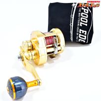 【シマノ】 22オシアコンクエスト 300HG 夢屋アルミラウンド型パワーハンドルノブ TYPE-B サイズM ブラック/ゴールド装着 SHIMANO OCEA CONQUEST