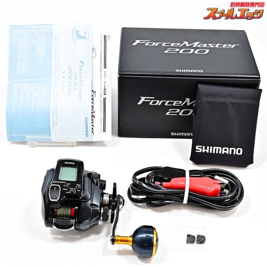 【シマノ】 21フォースマスター 200 使用距離135km 使用207時間 夢屋40mmアルミラウンド型パワーハンドルノブ装着 SHIMANO Force Master