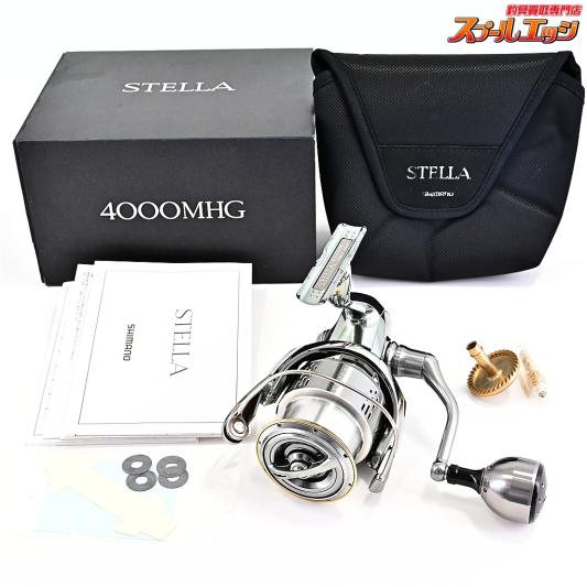 【シマノ】 18ステラ 4000MHG ゴメクサス30mmカスタムハンドルノブ装着 未使用ピニオンギア/ドライブギアパーツ付 SHIMANO STELLA