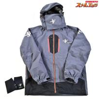 【フォックスファイヤー】 ゴアテックス GTXハイドロマスタージャケット FOX5013136 フィッシングジャケットアウター 防水透湿 サイズL グレー レインガード付き Foxfire GORE-TEX K_100